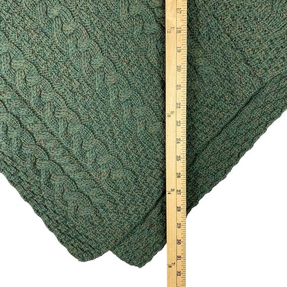 NEW Aran Woollen Mills Cable Knit Merino Wool Poncho Connermara Green Ireland - Picture 9 of 9